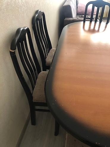 2 el: Qonaq otağı üçün, İşlənmiş, Oval masa, 6 stul — 3
