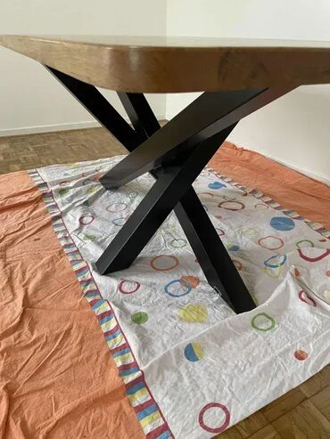 Stolovi: Trpezarijski Sto od Hrasta – Masivno drvo i metal 🪑 Unikatni sto — 3