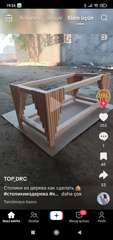 Bağ, çöl oturacaqları: Taxta yemək dəsti – müxtəlif modellər - Material: tam ağac (kənd — 14