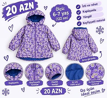 uşaq pampers: Uşaq üçün kapüşonlu qız jaketləri – 6-7 yaş Model 1 – Bənövşəyi — 1