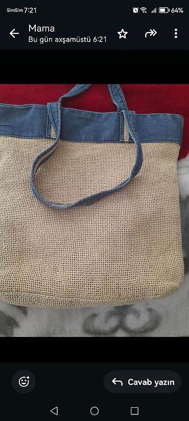 Çantalar: Təbii lifli böyük tote çanta - Material: Kətan/jüt toxuma gövdə, üst — 1