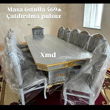 bedroom: - Masa və 6 ədəd stul dəsti - Qiymət: 469 ₼ - Çatdırılma: pulsuz — 1