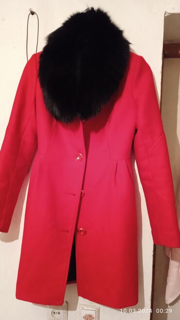 красный пиджак: Пальто, Осень-весна, По колено, L (EU 40)