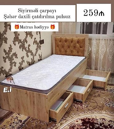 Çarpayılar: Yeni, Təknəfərlik çarpayı, Bazasız, Matras ilə, Siyirməli, Azərbaycan — 2