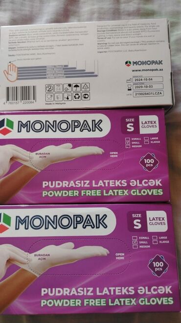 ağ mokasinlər: Təzə Monopark pudrasız Latoks əlcəklər satılır 3 paketi 17 azn hər