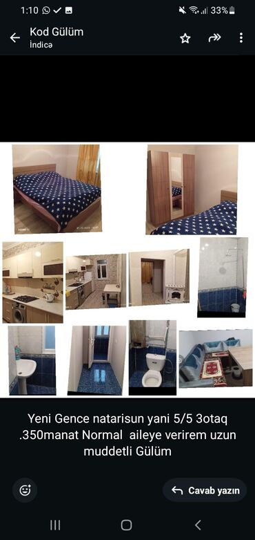 firyus gence: Yeni Gence natarisun yani 5/5 3otaq .350manat Normal aileye verirem