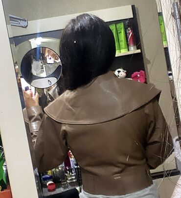 Другое: Qadın üçün qısa dəri gödəkcə - Rəng: taupe/qəhvəyi-boz ton -