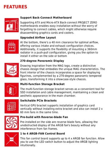 Korpuslar: MSI Gaming Case MAG PANO 100R PZ Black / White • Üst, yan və alt — 10