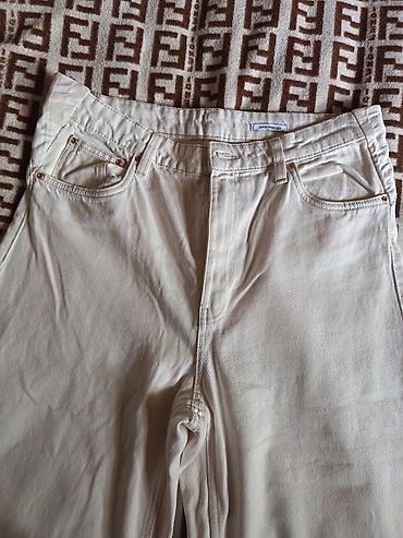 trapes şalvar cins: Ağ rəngli geniş kəsimli cins şalvar - Model: Super Wide Leg (etiketdə — 3