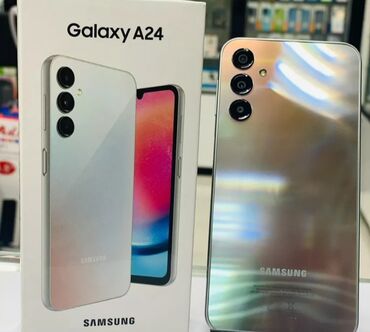 samsunq a24: Samsung Galaxy A24 4G, 128 ГБ, цвет - Серебристый, Сенсорный, Отпечаток пальца, Две SIM карты