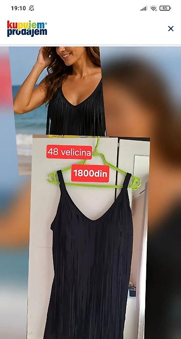 seksi ves: Crna haljina/kupaci sa resama - Model: ravna midi silueta sa dubokim — 1