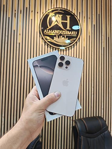 iphone max: IPhone 16 Pro Max, 256 GB, Desert Titanium, Face ID, Sənədlərlə, Zəmanət — 1