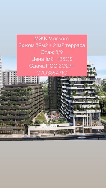 Продажа квартир: 3 комнаты, 89 м², Элитка, 8 этаж, ПСО (под самоотделку)