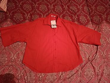 pull and bear: ZARA qadın köynəyi - Rəng: parlaq qırmızı - Model: klassik yaxalıq — 2