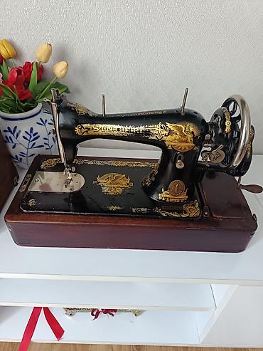 Məhsul: Mexaniki tikiş maşını (Singer tipli), taxta qutu ilə Təsvir