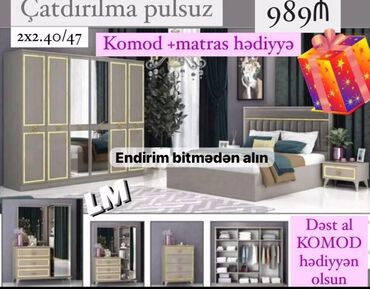 Çarpayılar: 2 təknəfərlik çarpayı, Dolab, Komod, Termo, Azərbaycan, Yeni