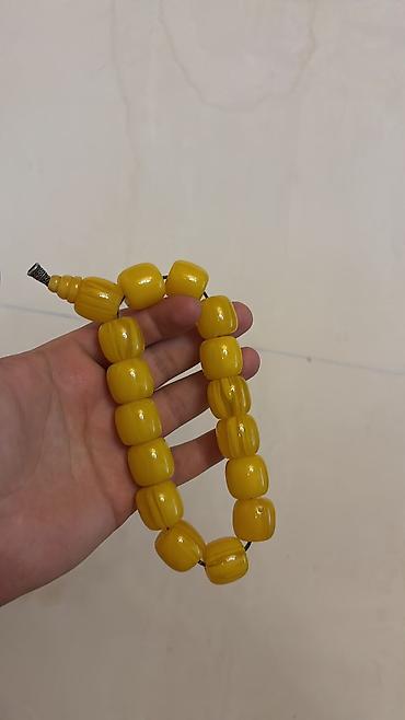 Бижутерия: Sarı rəngli təsbeh - Material: parlaq səthli, bərk sintetik/qatran — 1