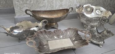 сервиз чайный: Antik üslublu metal qab-qacaq dəsti - Material: gümüş rəngli tökmə