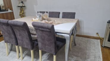 gps tracker baku: Для гостиной, Б/у, Нераскладной, Прямоугольный стол, 6 стульев