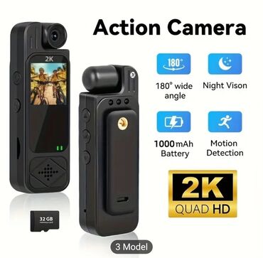 Videokameralar: Geyilə bilən mini aksiya kamerası – 2K Quad HD - 2K video və foto — 9
