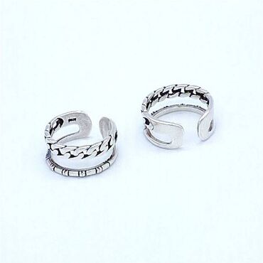 кольца в форме цветка: Кольцо "Double" разомкнутой формы, one size, unisex, silver