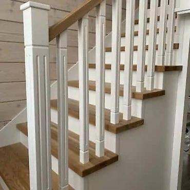 Деревянные лестницы: Деревянная лестница Для дома, Форма лестницы: Г-образная, Стиль: Классический — 4