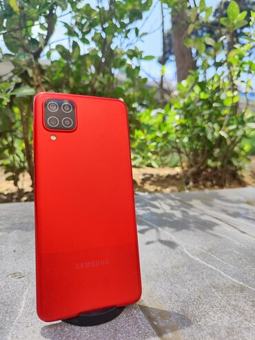 telefon a12: Samsung Galaxy A12, 128 GB, rəng - Qırmızı, Düyməli, Barmaq izi, Face ID