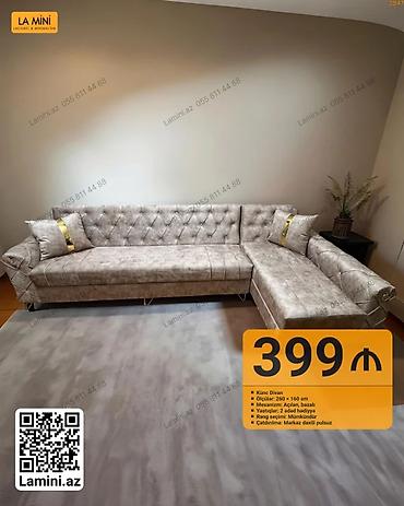 Ev və bağ: Məhsul: Künc divan - Ölçü: 260 × 160 sm - Mexanizm: Açılan, bazalı — 1
