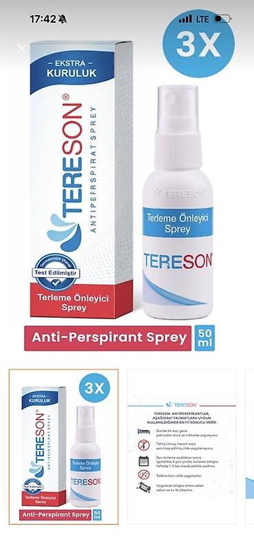 TERESON Anti-Perspirant Sprey – 50 ml - Terləməni önləyən sprey at lalafo.az TERESON Anti-Perspirant Sprey – 50 ml - Terləməni önləyən sprey