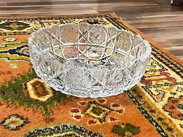 Konfet qabları: Kəsimli şüşə/kristal qab dəsti - 3 ədəd dekorativ şüşə/kristal qab - — 5