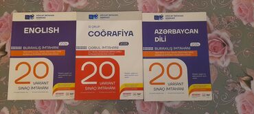 Azerbaycan dili,ingilis dili,cografiya 20 sinaq kitablari cox yaxsi