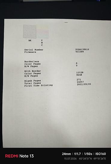 Ofis avadanlığı: Epson L3100 ink tank printer - Funksiyalar: rəngli çap, skan (üst — 4