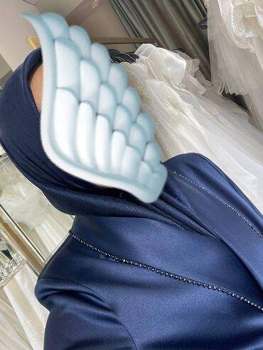 платье абайка: Женский комплект в стиле modest fashion (тройка), темно‑синего цвета