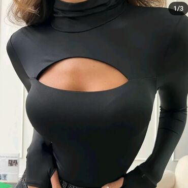 Bluze: XL, Likra, Jednobojni, bоја - Crna — 9