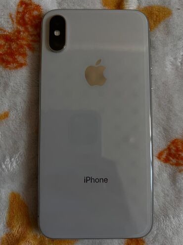микрофон: IPhone X, Колдонулган, 64 ГБ, Ак, Каптама, 100 %