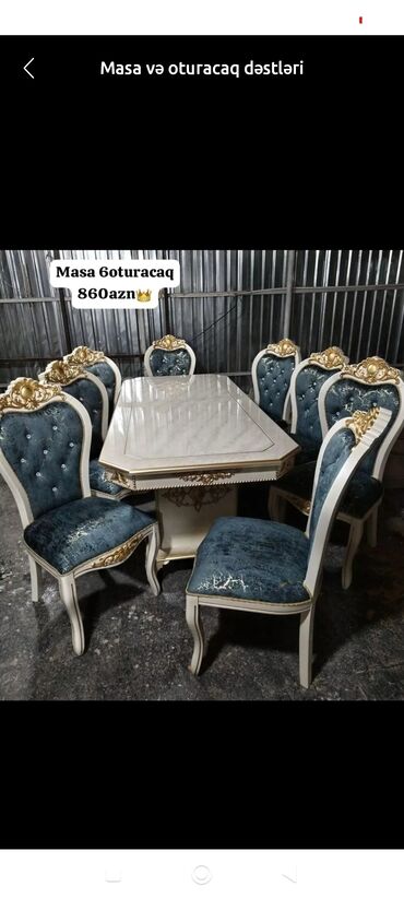 qonaq destleri ve qiymetleri: Для кухни, Для гостиной, Новый, Прямоугольный стол, 6 стульев