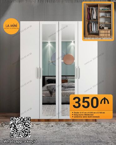 стеклянный обеденный стол: Düz dolab, Yataq otağı üçün, Qarderob, Açılan, Korpuslu, 4 qapılı