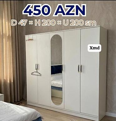 tap.az masalar: Ağ rəngli 4 qapılı paltar dolabı - Ölçülər: D 47 × H 200 × U 200 sm - — 1