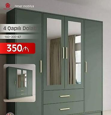 4 qapılı paltar dolabı Ölçü: 160 × 200 × 47 sm Qiymət: 350 – İki
