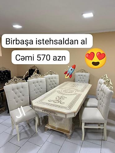 qaş stolu: Qonaq otağı üçün, Yeni, Açılmayan, Dördbucaq masa, 6 stul — 1