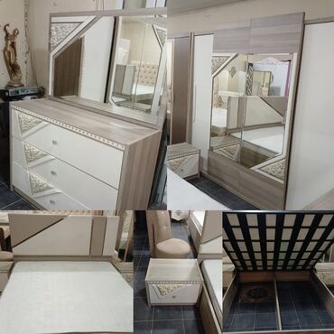 Двуспальная кровать, Шкаф, Трюмо, 2 тумбы, Б/у