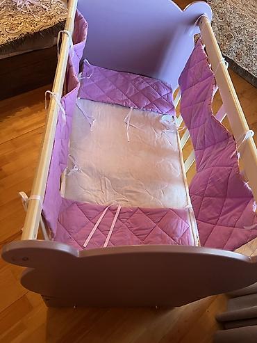 limon sam agaci: Uşaq beşiyi – bənövşəyi-ağ rəng kombinasiya - Material: MDF/laminat — 7