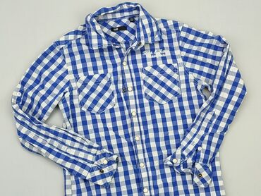 koszula wiązana pod szyją: Shirt 10 years, condition - Good, pattern - Cell, color - Blue