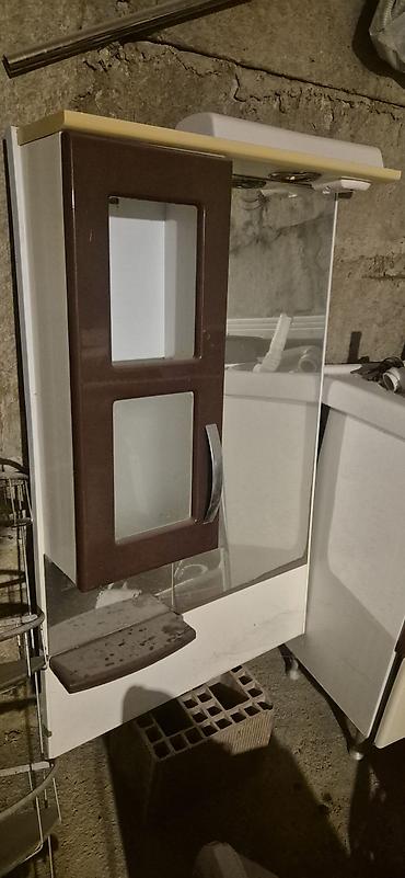 tavan taxta: Vanna otağı üçün lavabo dəsti - Lavabolu tualet masası: keramik üst — 5