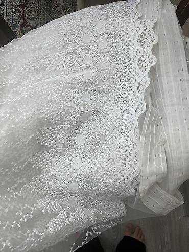 ipek parça: Ağ rəngli krujeva tül parçalar dəsti - Material: incə, şəffaf tül — 4