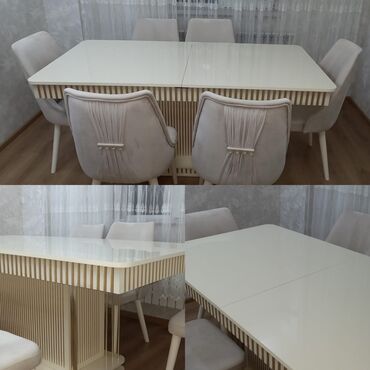 Çarpayılar: Qonaq otağı üçün, İşlənmiş, Açılan, Kvadrat masa, 6 stul
