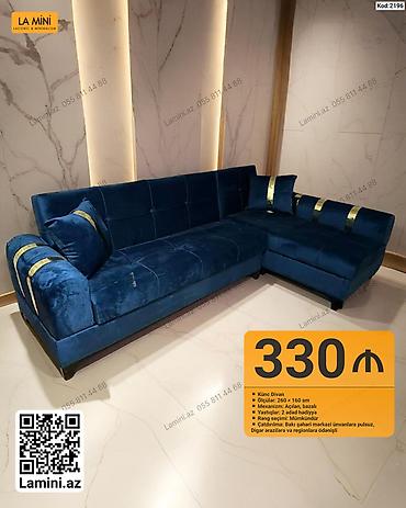 Künc Divan – Kod: 2196 - Ölçülər: 260 × 160 sm - Mexanizm: Açılan