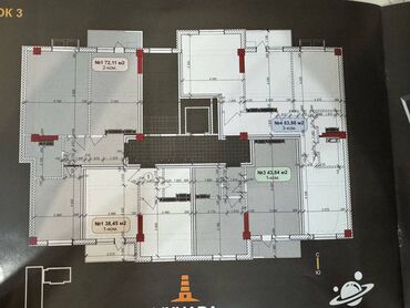 квартиры в джале: 3 бөлмө, 72 кв. м, Элитка, 4 кабат, ПСО (өзү оңдоп түзөтүп бүтүү үчүн)
