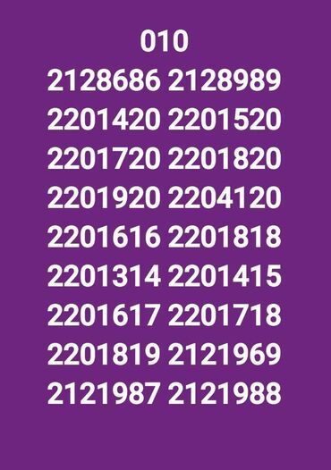 SİM-kartlar: Number: ( 010 ) ( 2128686 ), Yeni