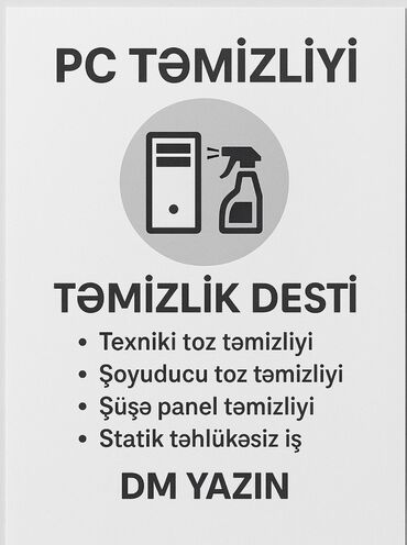 ✔️ PC təmizliyi üzrə peşəkar xidmət ✔️ Video kart və digər hissələri